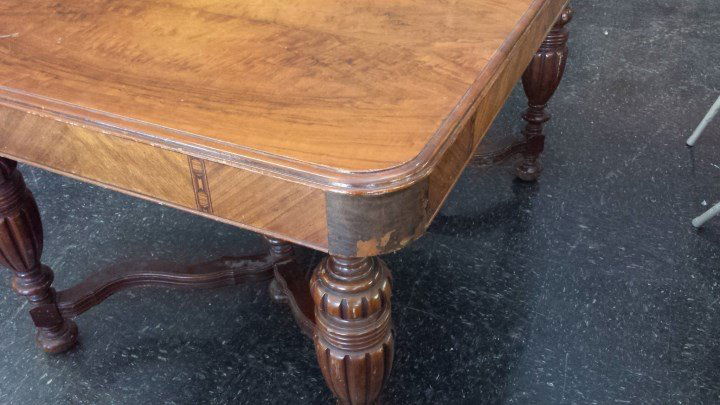 Antique Wood dining table: approx 60" x 40" x 30"