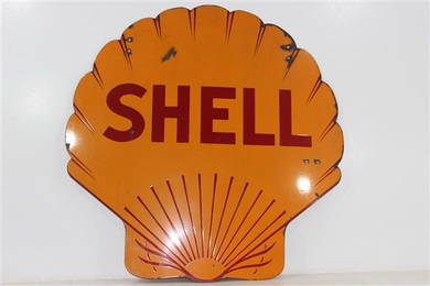 1935 Authentic Shell Gasoline Porcelain Sign