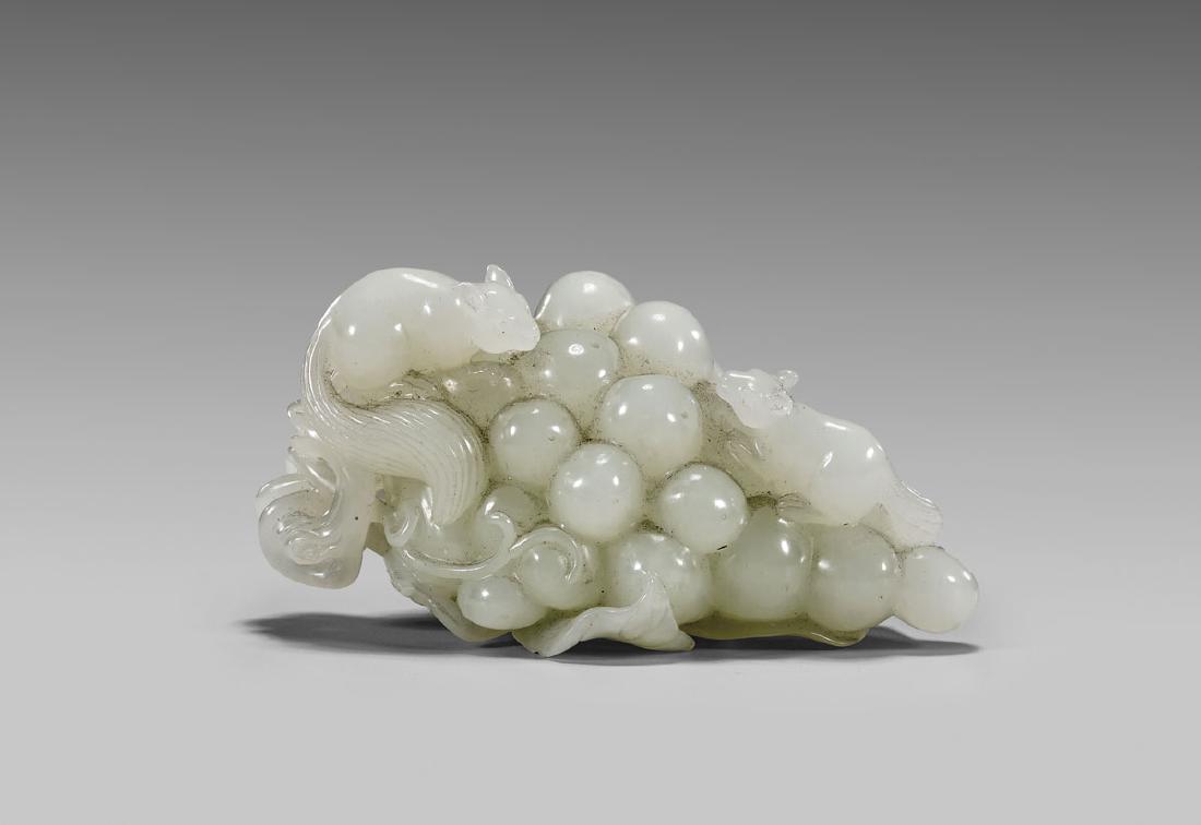 CARVED WHITE JADE GROUP: Grape Cluster (1 of 1)
