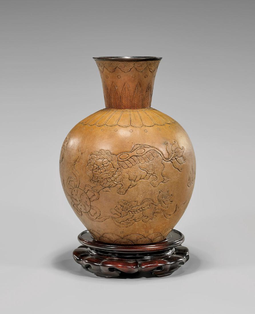 LARGE CHINESE MOLDED GOURD VASE (1 of 3)