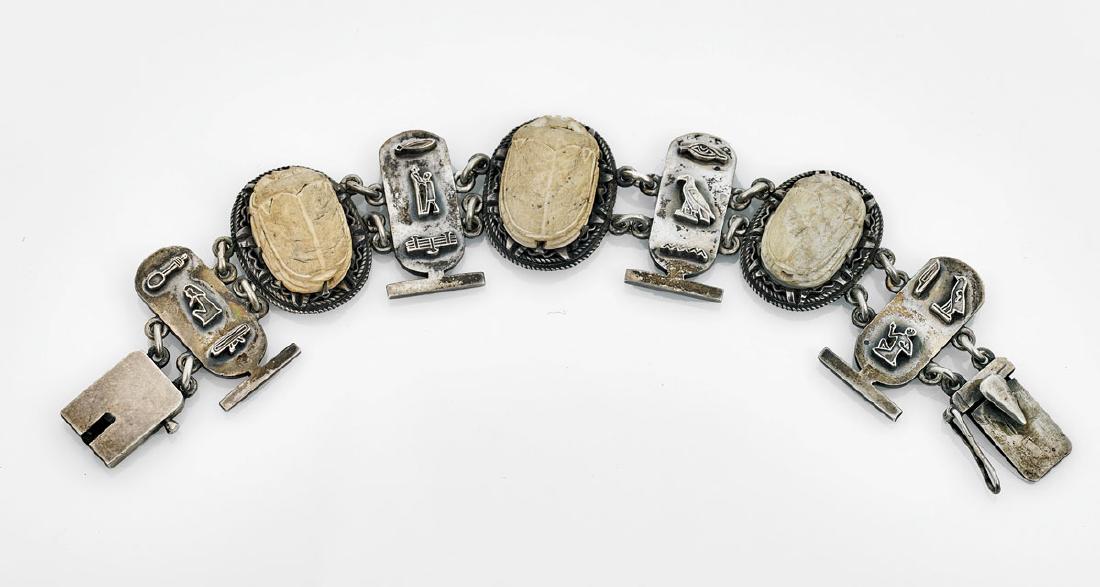EGYPTIAN SCARABS IN REVIVAL BRACELET (1 of 1)