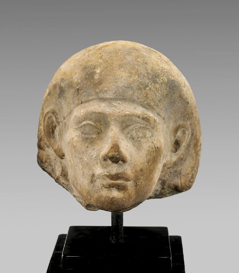 EGYPTIAN CARVED LIMESTONE HEAD (1 of 3)