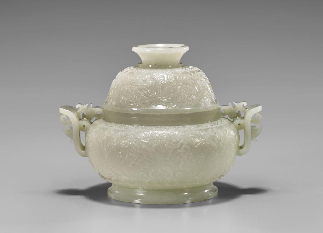 FINE WHITE JADE COVERED CENSER (1 of 2)