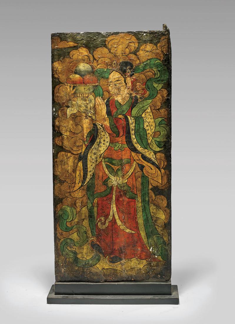 ANTIQUE TIBETAN LACQUERED WOOD DOOR (1 of 1)