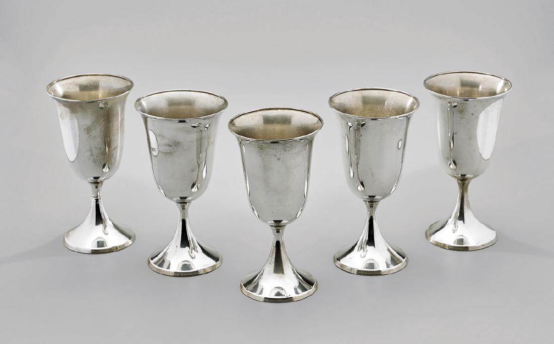 FIVE STERLING SILVER WATER GOBLETS BY F.B. ROGERS (1 of 2)