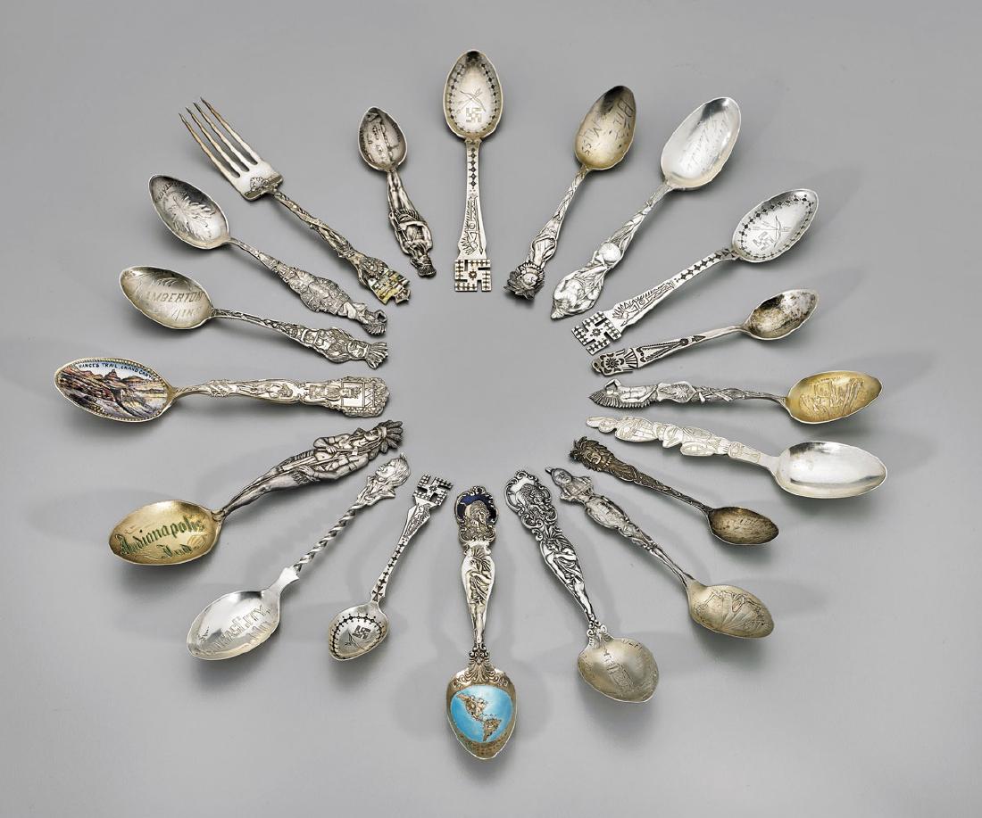 SILVER SOUVENIR SPOONS & FORK: Native American (1 of 3)