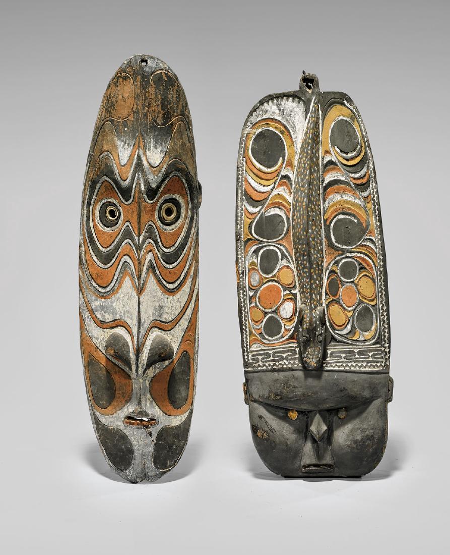 TWO OCEANIC CARVED & PAINTED WOOD MASKS (1 of 1)