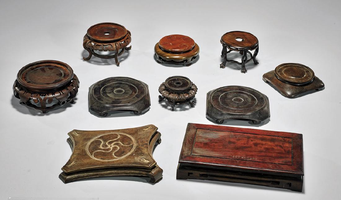 TEN LARGE CHINESE WOOD STANDS (1 of 1)