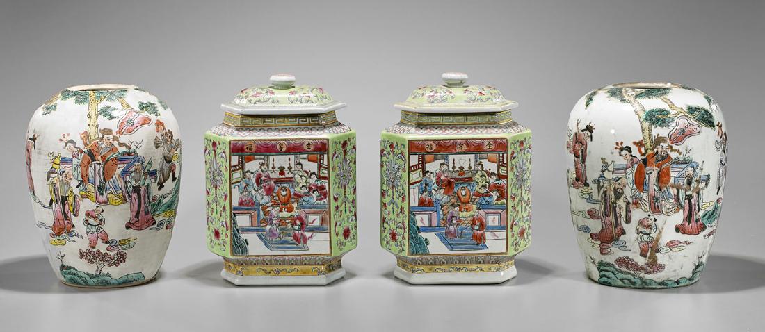 Two Pairs Chinese Enameled Porcelains (1 of 3)
