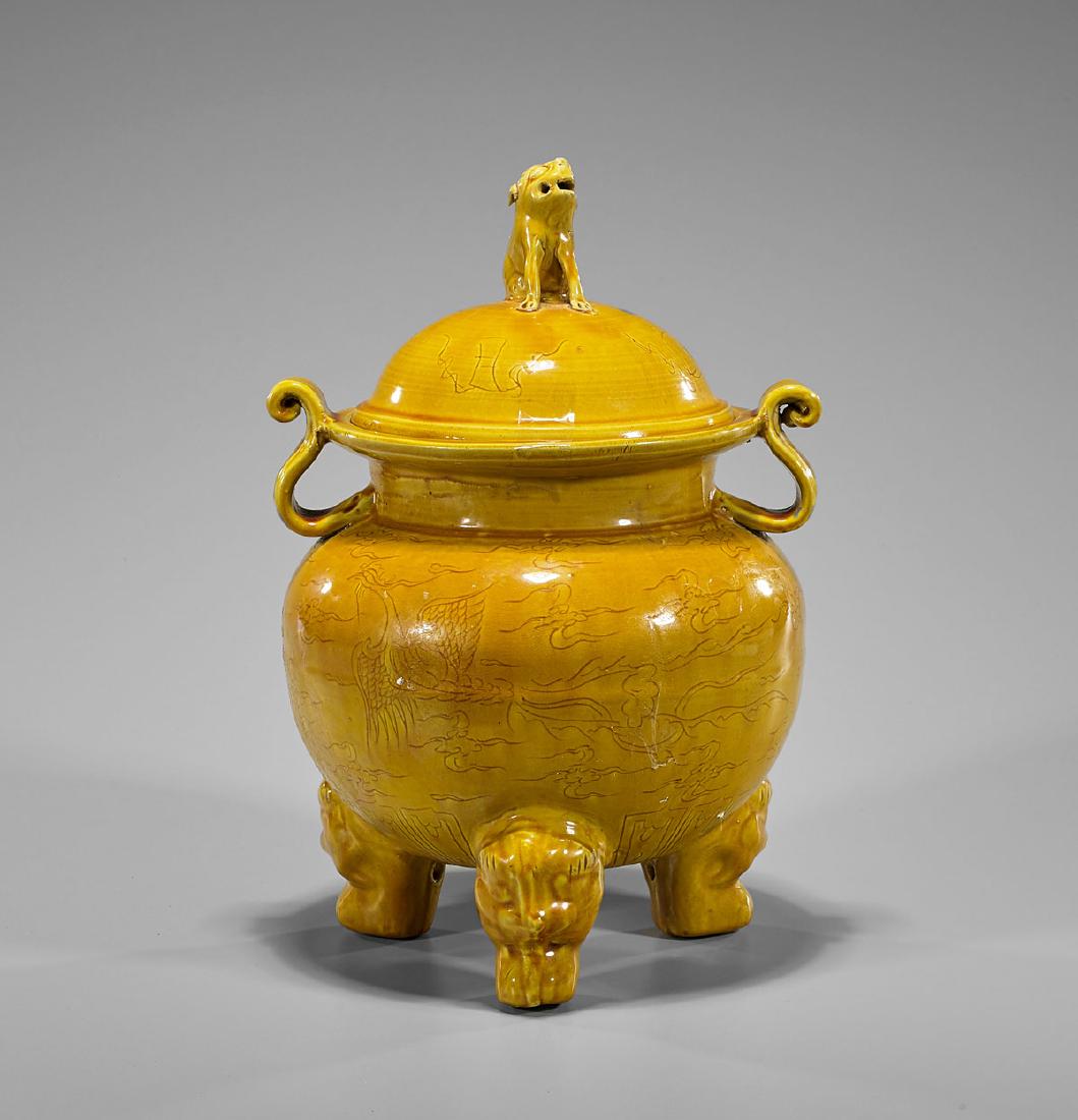 Chinese Yellow Glazed Porcelain Censer (1 of 2)