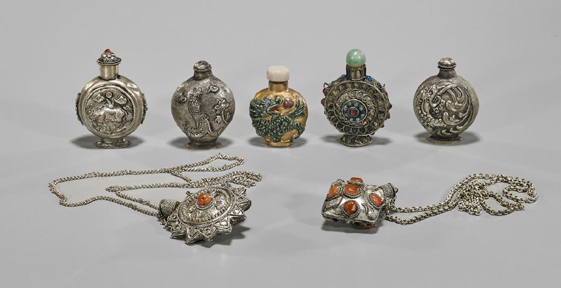 Group of Old Chinese Metalwork Snuff Bottles (1 of 1)
