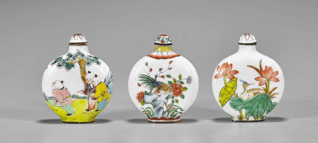 Three Chinese Enamel on Copper Snuff Bottles (1 of 3)