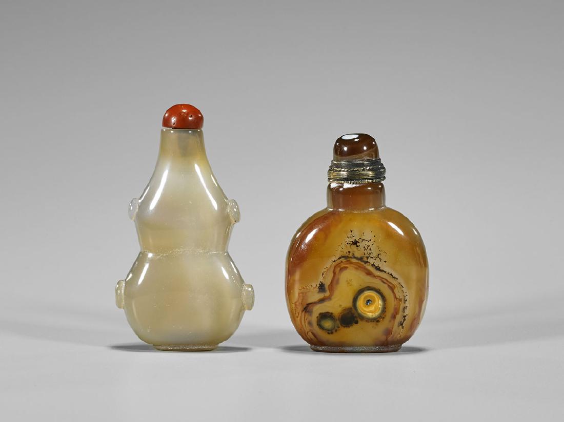 Two Carved Agate Snuff Bottles (1 of 1)