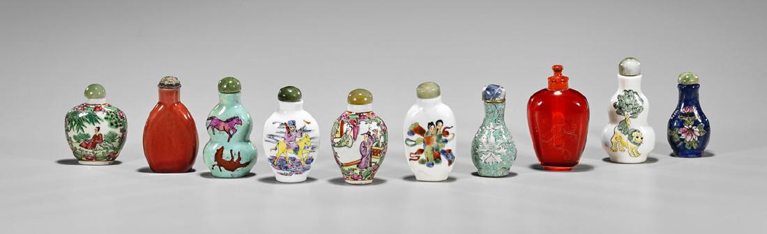 Collection of Ten Old Chinese Snuff Bottles (1 of 2)