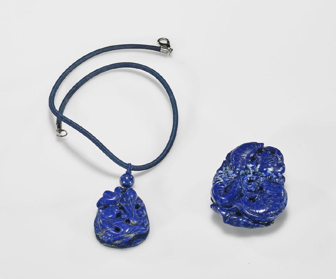 Two Carved Lapis Lazuli Pendants (1 of 1)
