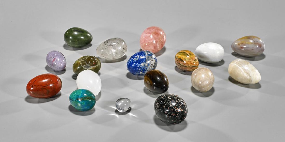 Collection of Seventeen Various Carved Eggs (1 of 1)