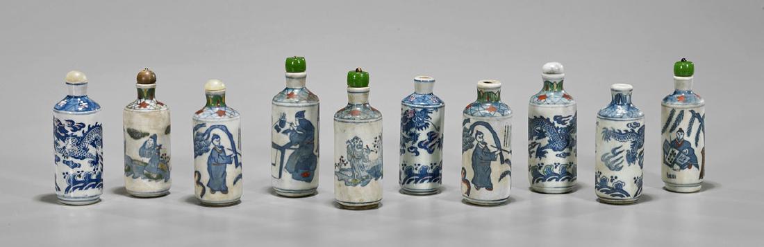 Group of Ten Chinese Porcelain Snuff Bottles (1 of 1)
