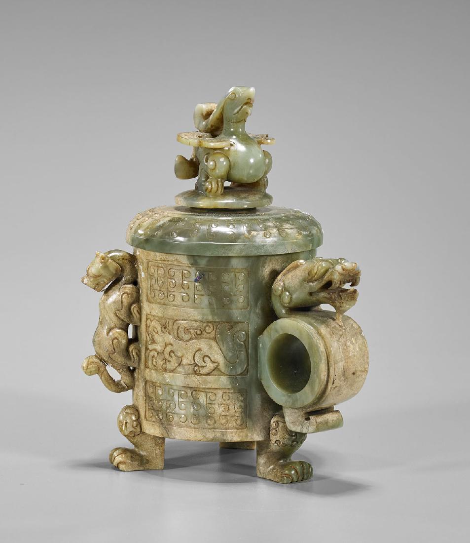 Chinese Carved Tripod Vessel (1 of 2)