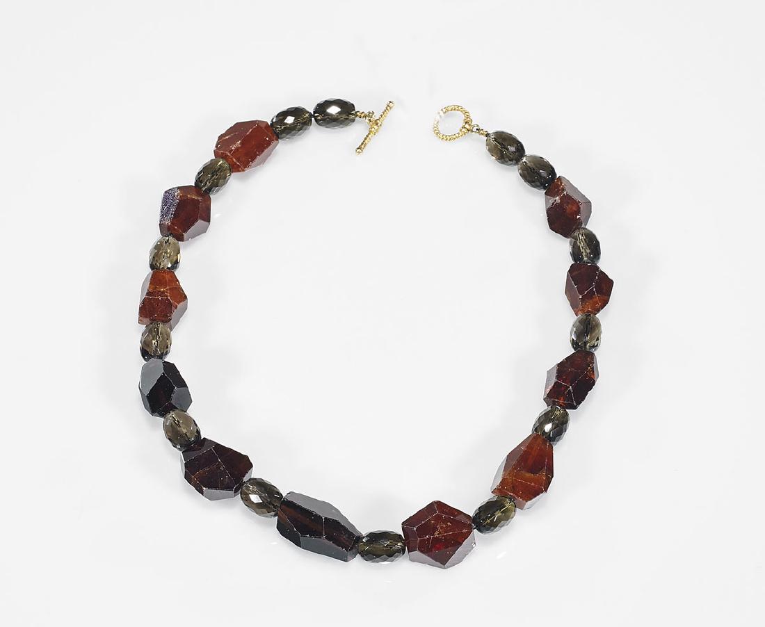 Smoky Quartz & Garnet Bead Necklace (1 of 1)
