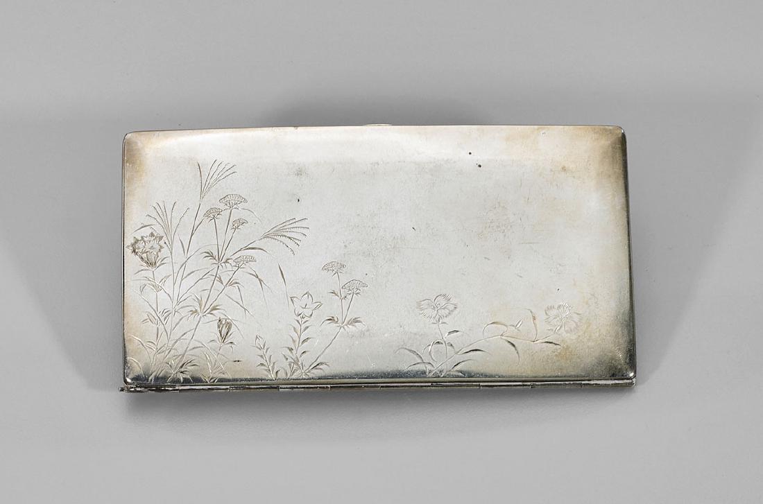 Antique Japanese Sterling Silver Cigarette Case: Flora (1 of 4)