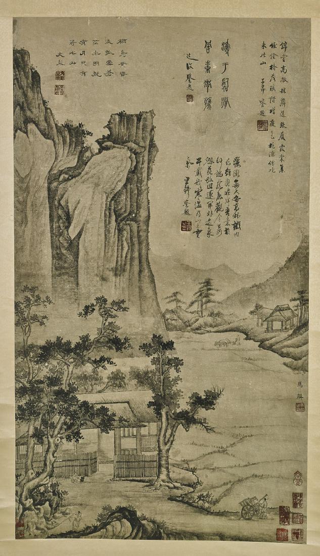 Two Chinese Paper Scrolls: Village Scenes (1 of 5)