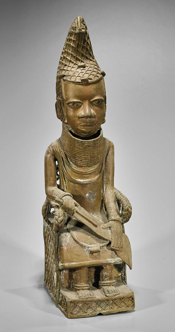 African Benin-Type Bronze Seated Royal (1 of 1)