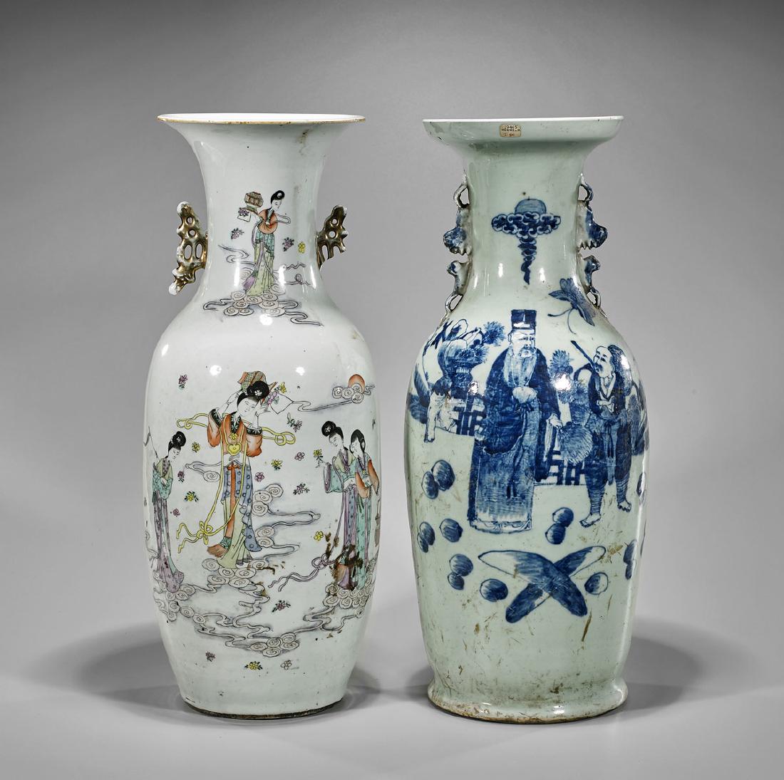 Two Antique Chinese Porcelain Vases: Celestial Maidens (1 of 2)