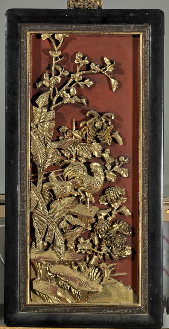 Two Old Chinese Lacquered Wood Panels (1 of 2)