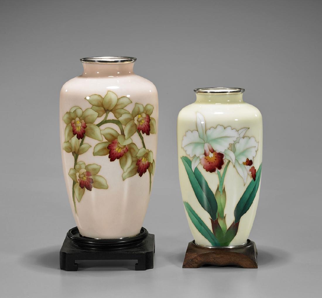 Two Old Japanese Cloisonne Enamel Vases (1 of 1)