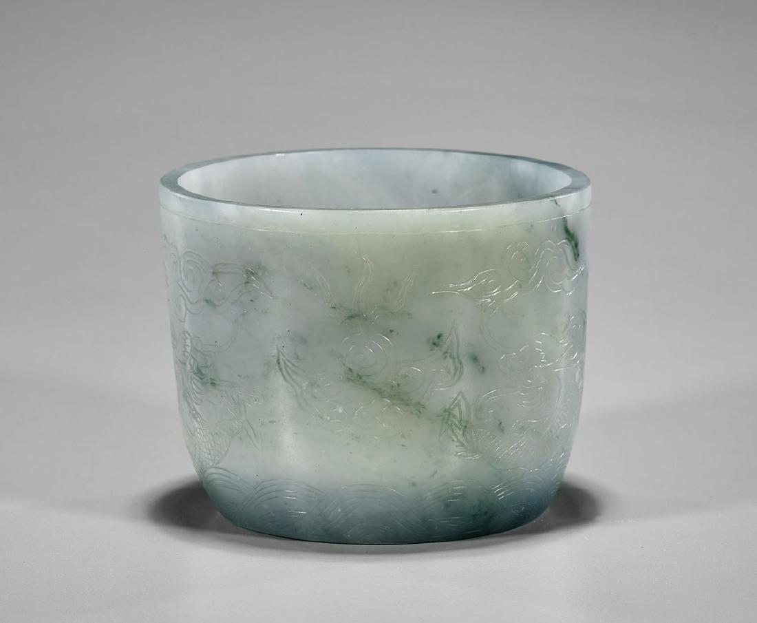 Old Chinese Carved Jadeite Bowl (1 of 2)