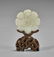 Antique Chinese Carved Celadon Jade Plaque: Peony