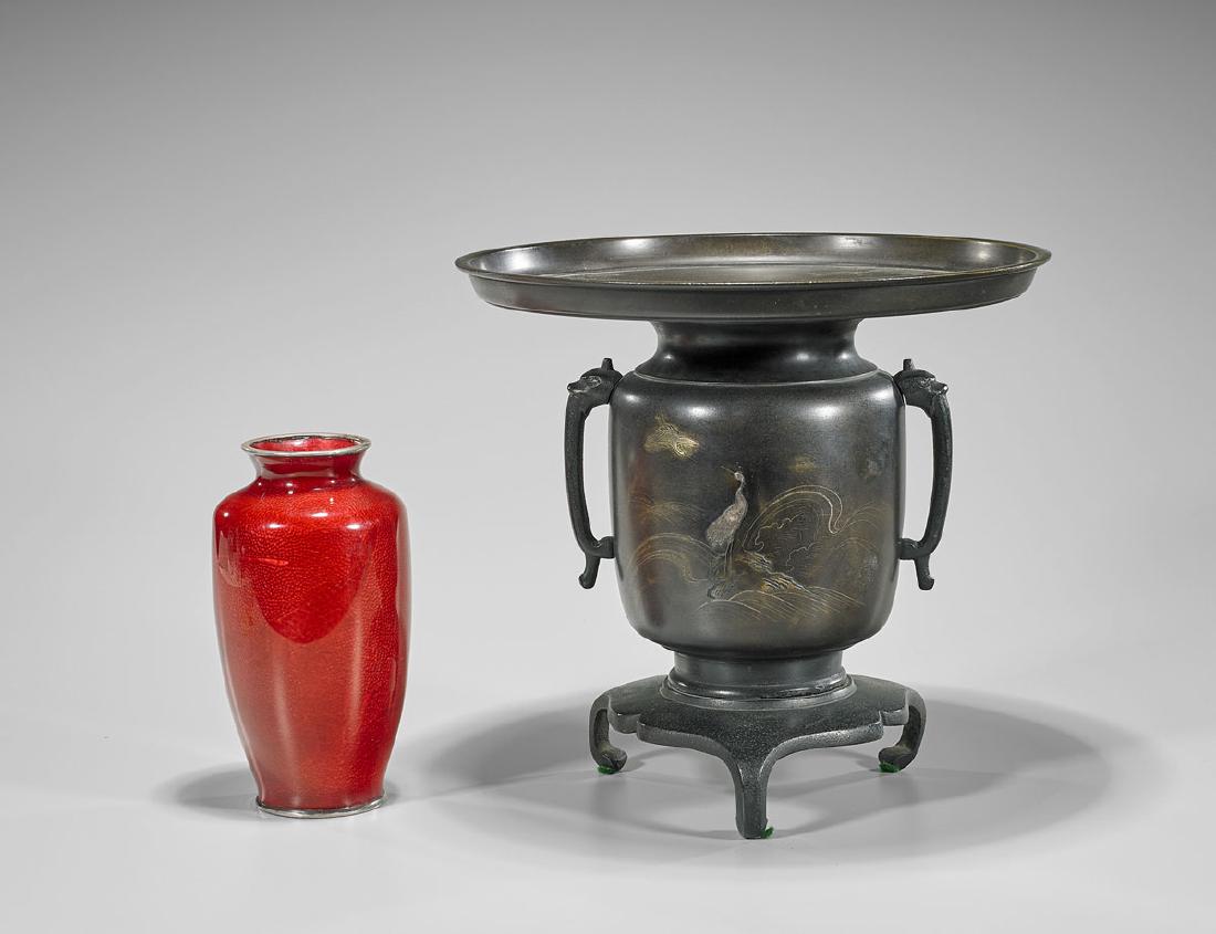 Japanese Bronze Usabata & Cloisonne Vase (1 of 1)