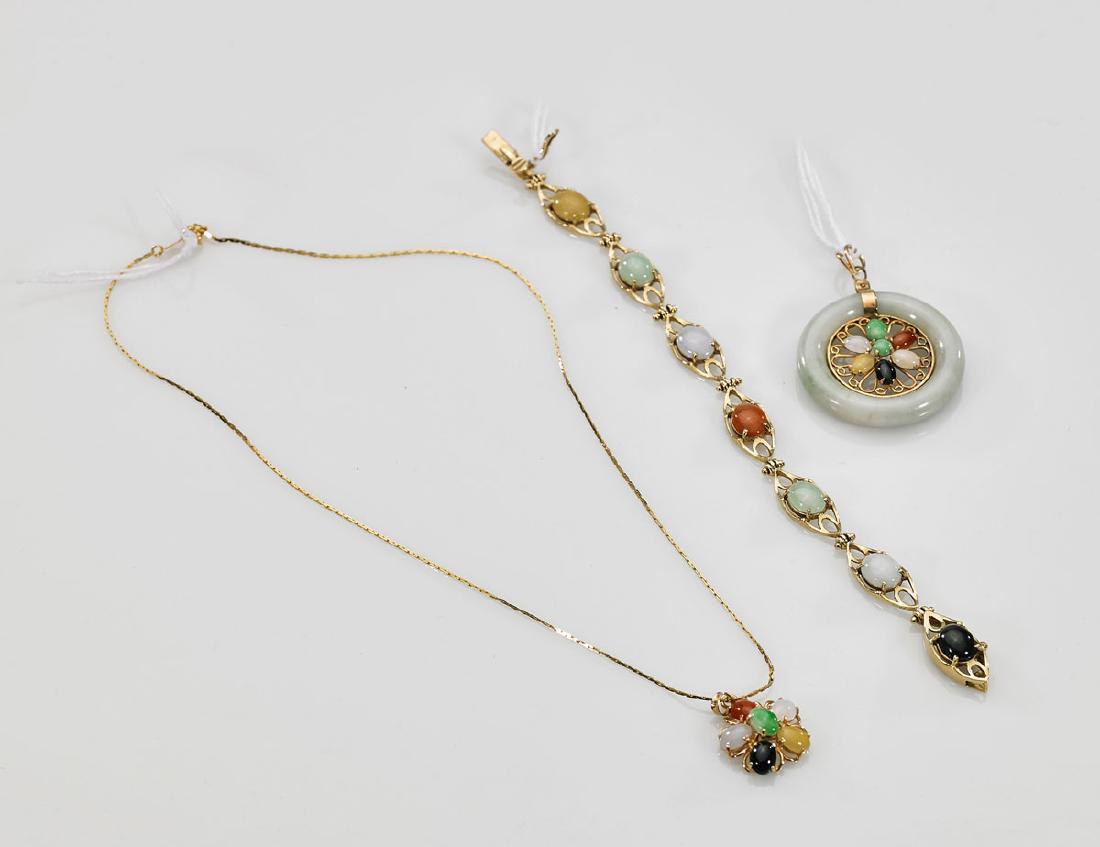 Group of Jade, Hardstone & 14K Yellow Gold Jewelry (1 of 1)