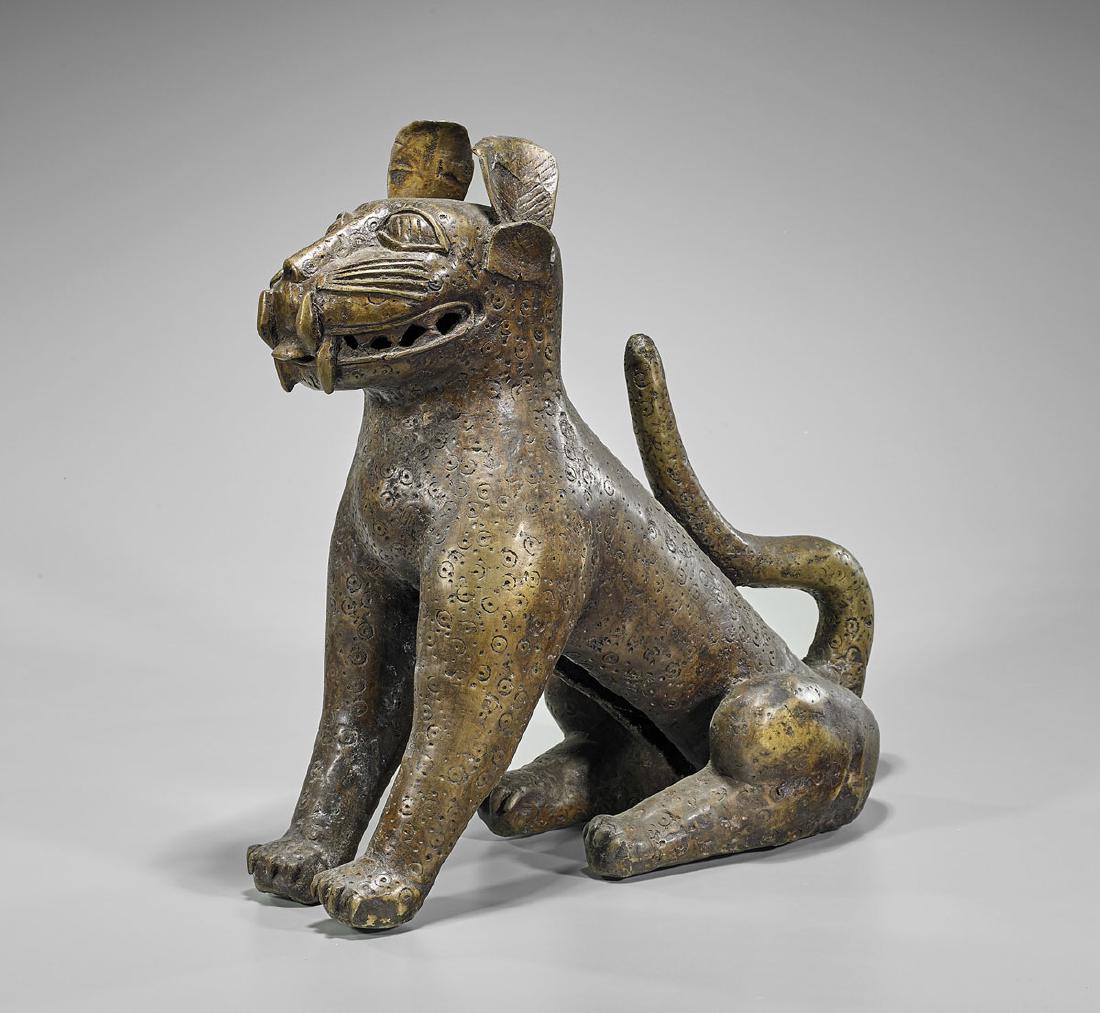 Large African Benin-Type Bronze Leopard (1 of 2)