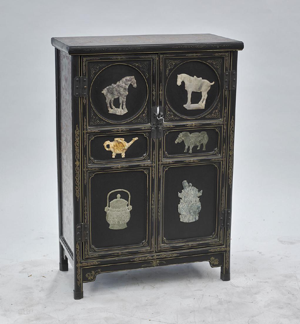Old Chinese Painted & Inlaid Lacquer Cabinet (1 of 1)