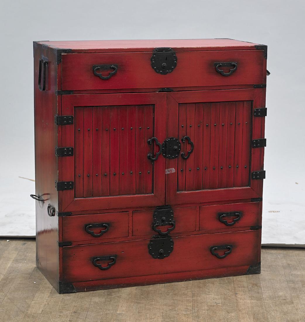 Old Chinese Painted Wood Chest (1 of 2)