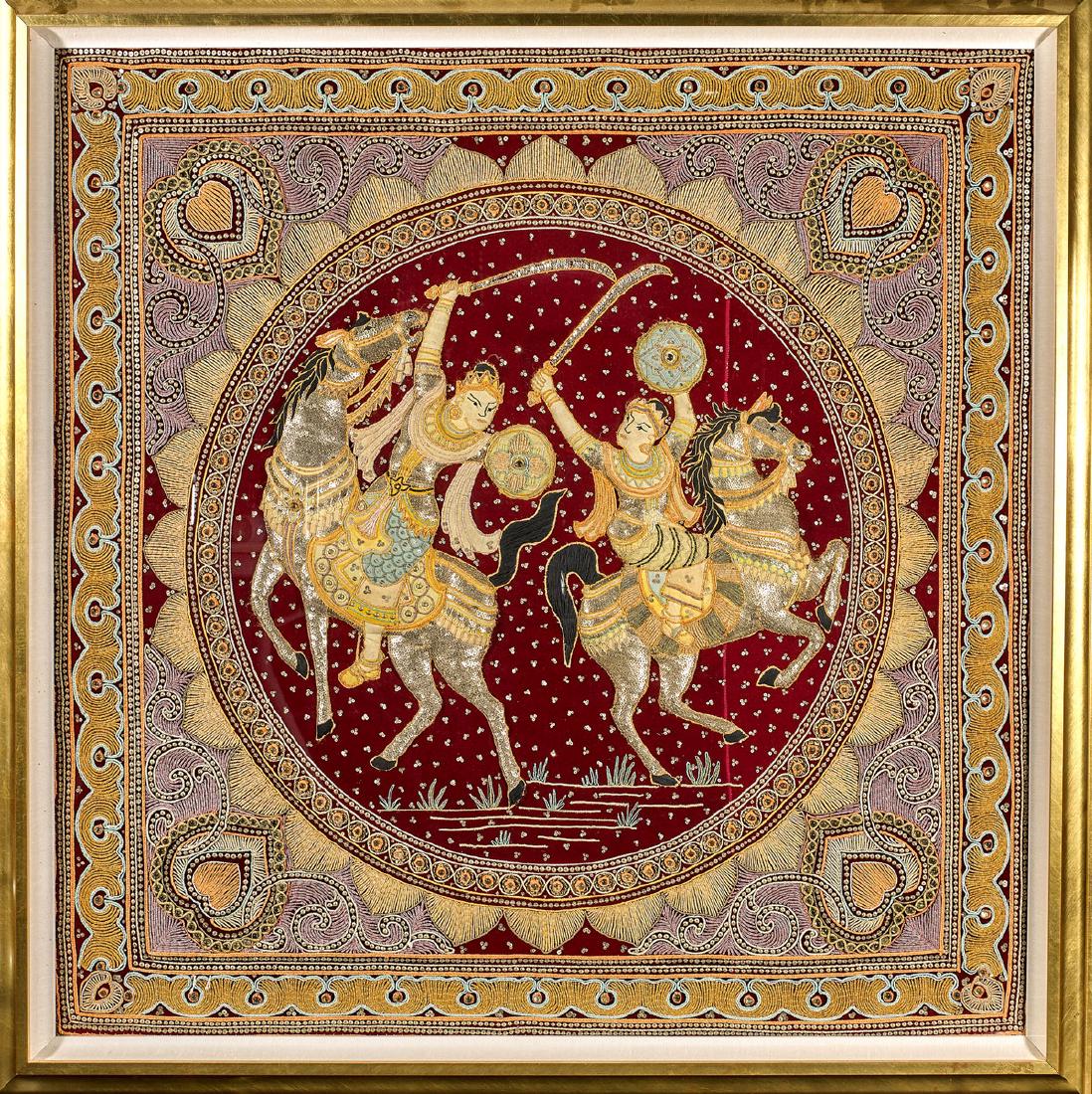 Large Old Burmese Kalaga: Equestrian Warriors (1 of 1)