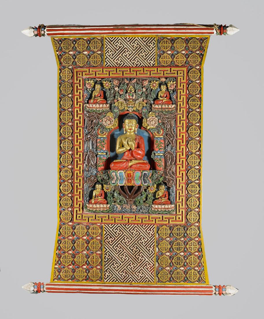 Old Sino-Tibetan Polychrome Wood Panel (1 of 1)