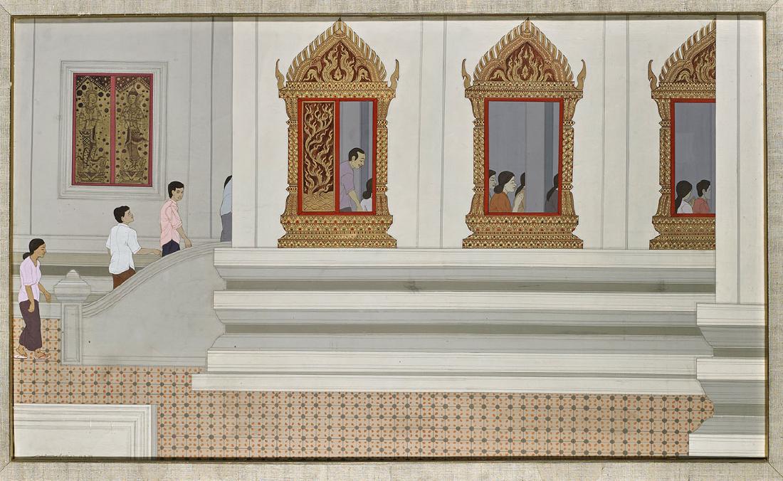 Old Southeast Asian Oil on Canvas Painting (1 of 1)