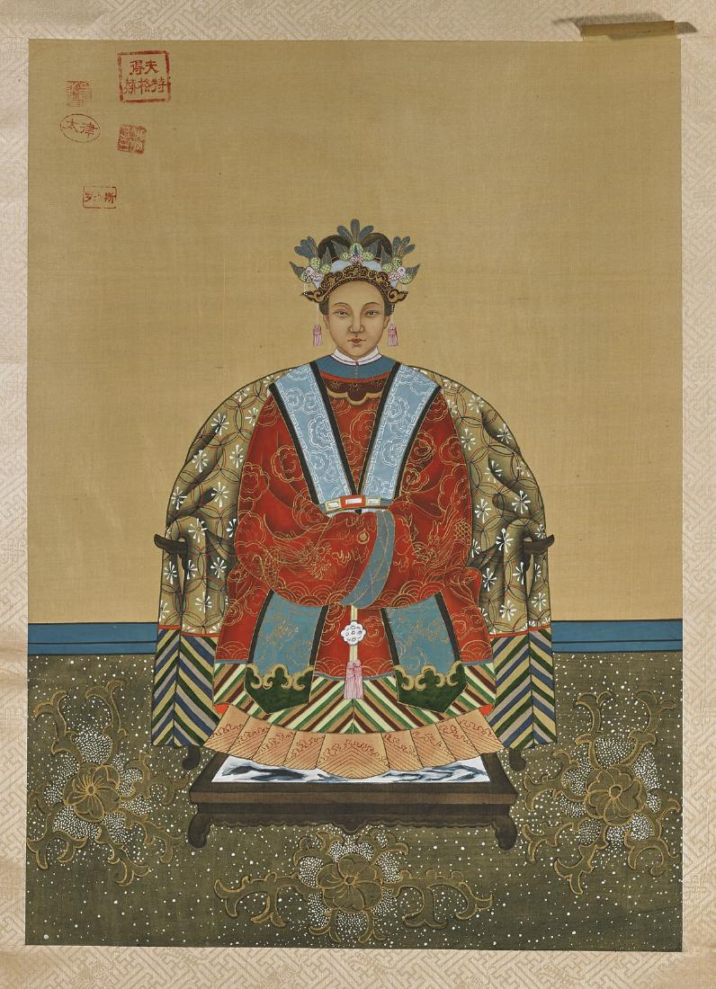 Pair of Chinese Scroll Paintings: Ancestral Portraits (1 of 2)