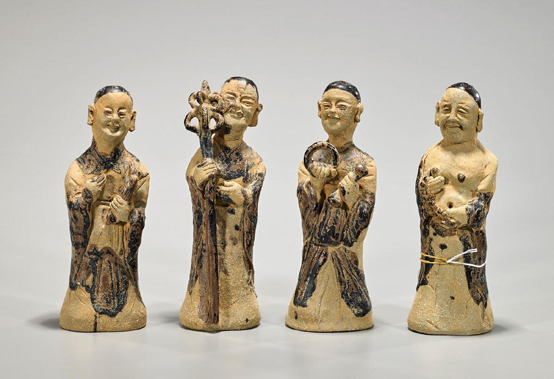 Four Chinese Parcel-Glazed Pottery Figures (1 of 1)