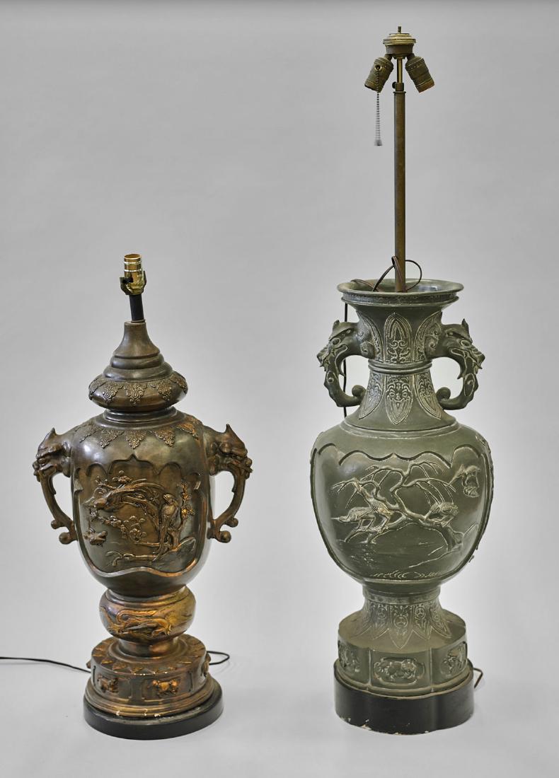 Two Japanese-Style Ceramic Vases/Lamps (1 of 1)