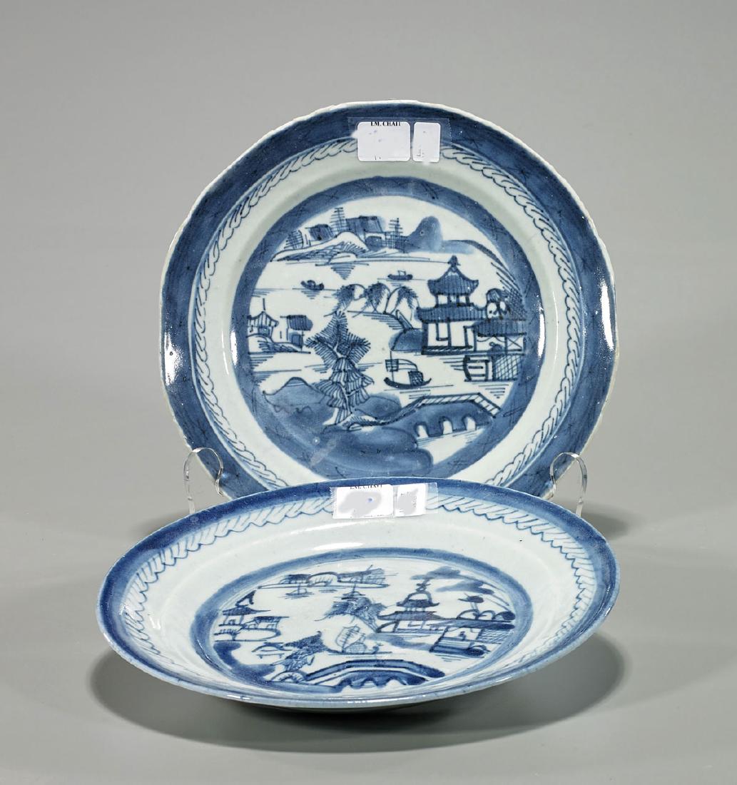 Pair Antique Blue & White Export Porcelain Dishes (1 of 1)