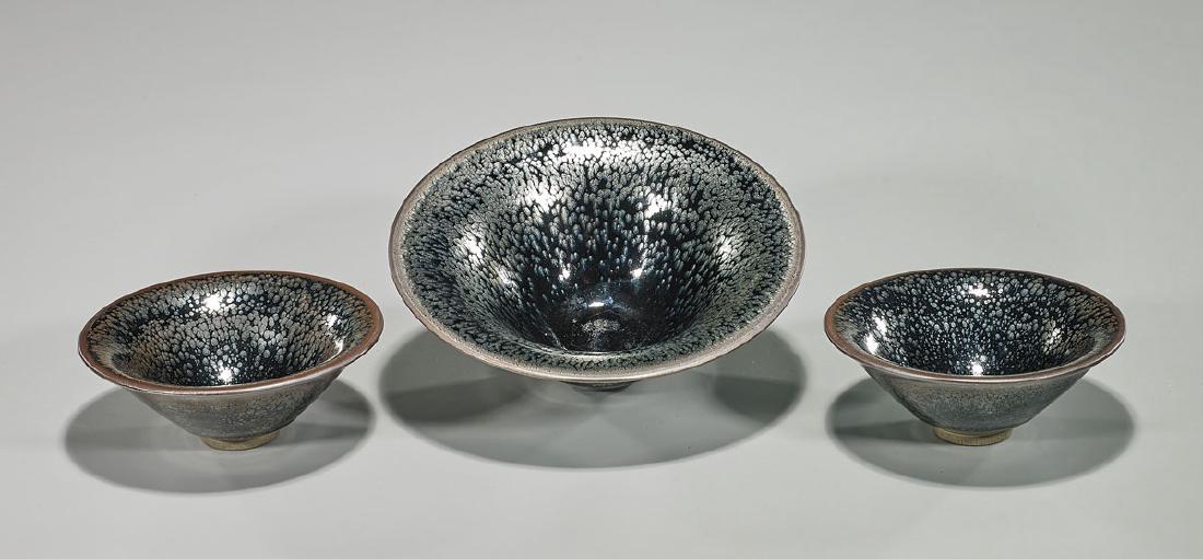 Group of Three Chinese Song-Style 'Oil Spot' Glazed (1 of 1)