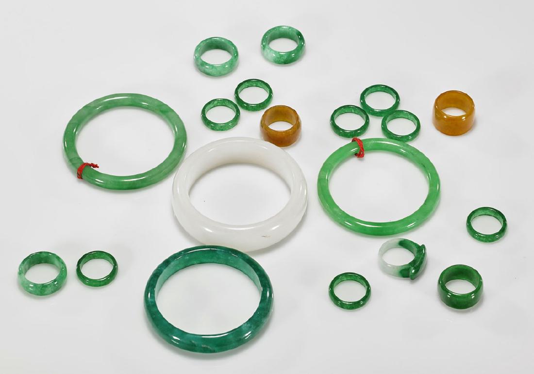 Group of Jade or Hardstone Bangles & Rings (1 of 1)