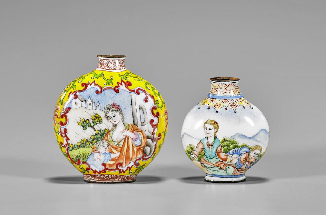 Two Enamel on Copper Snuff Bottles: Foreigners (1 of 3)
