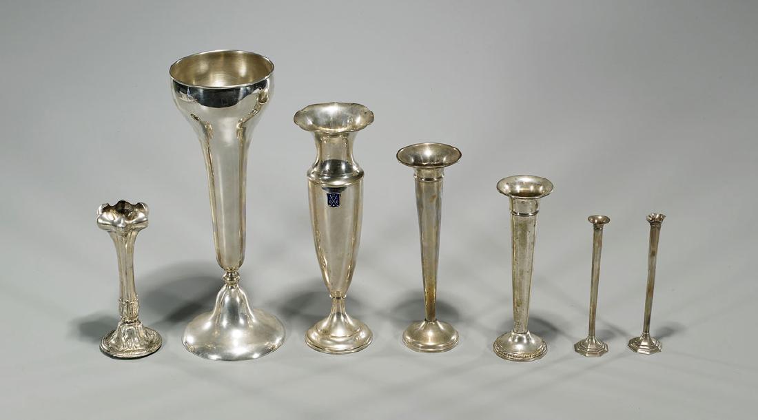Group of Five Weighted Sterling Silver Vases & (1 of 1)