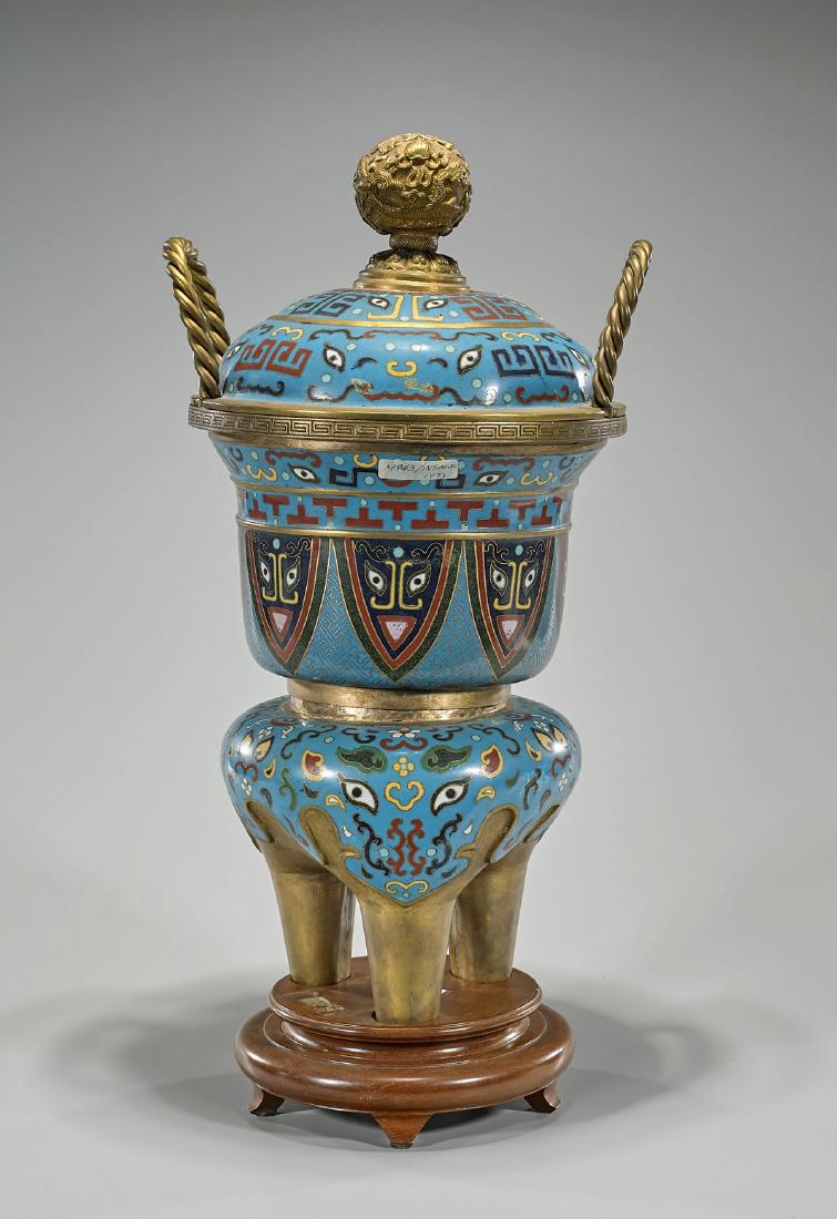 Old Chinese Cloisonne Enamel Tripod Vessel (1 of 1)
