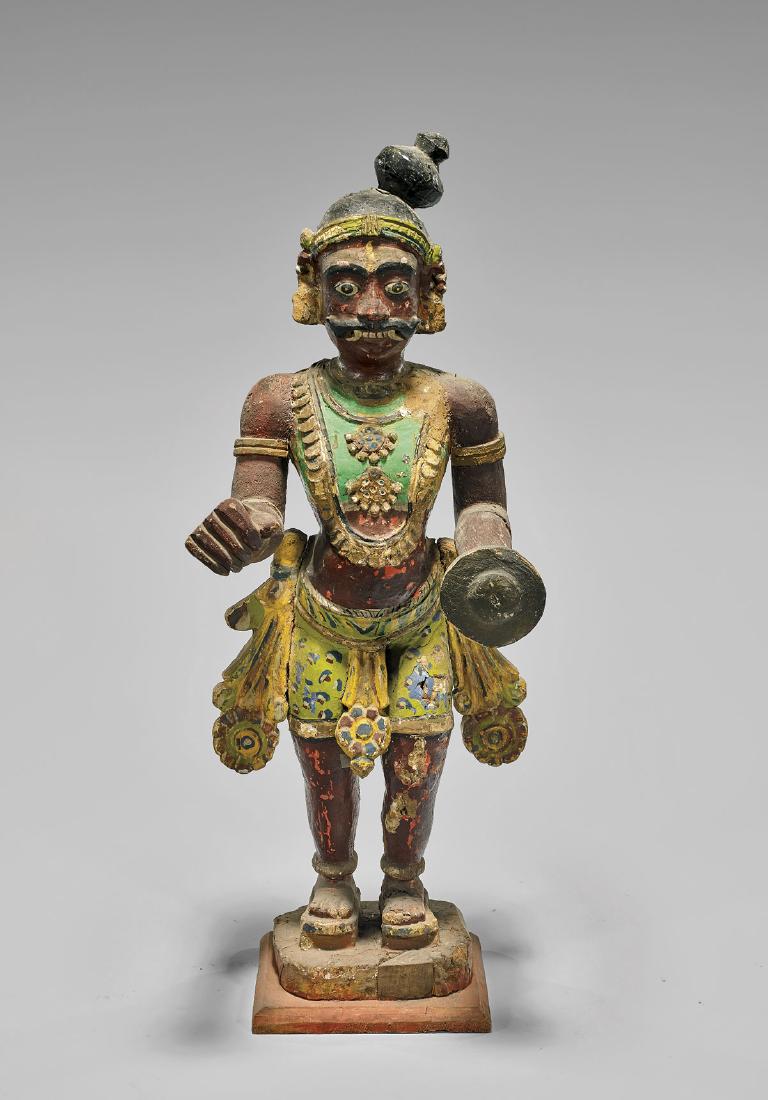 Antique Indian Carved & Painted Wood Man (1 of 2)
