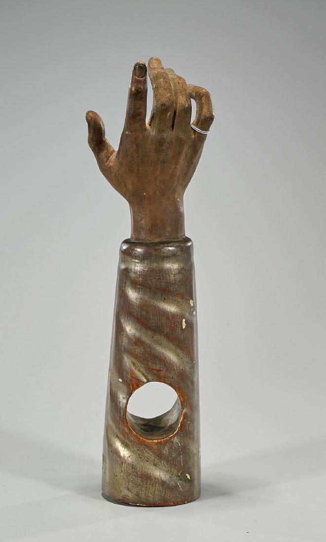 Antique Spanish Colonial Gilt & Polychrome Wood Arm (1 of 1)
